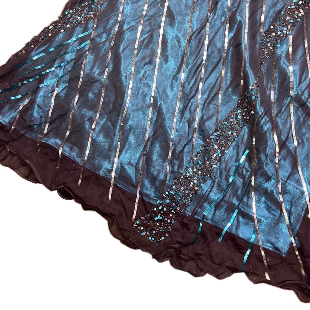 Scala Y2k 90s Sequins Layered Mesh 100% Silk Merm… - image 2